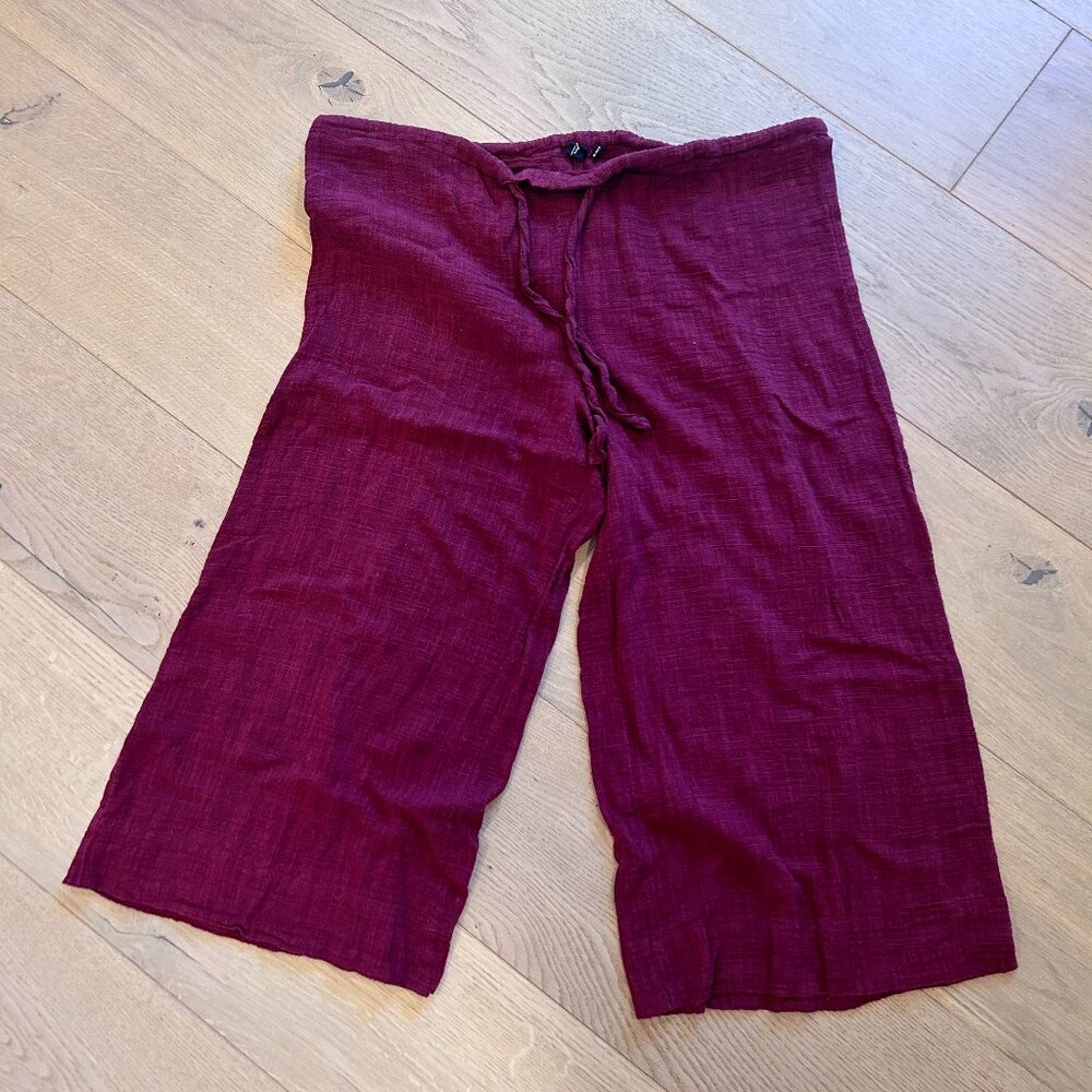 Linen Red Cropped Pants Size S/M